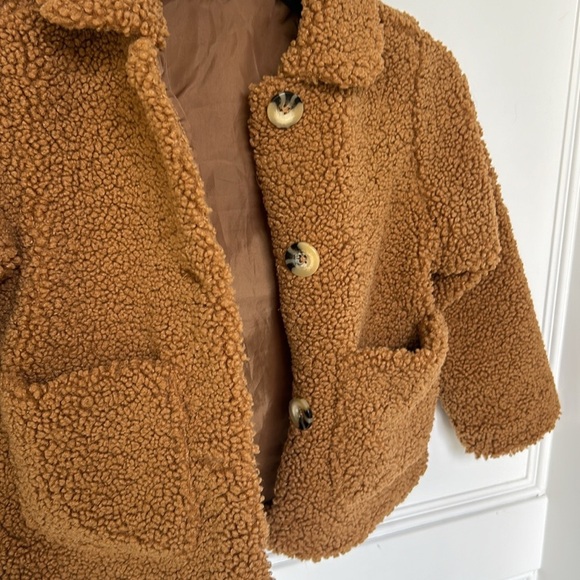 Wonder Nation Kids Brown Sherpa Teddy Button Down Coat Girls size 4-5 - Picture 4 of 11